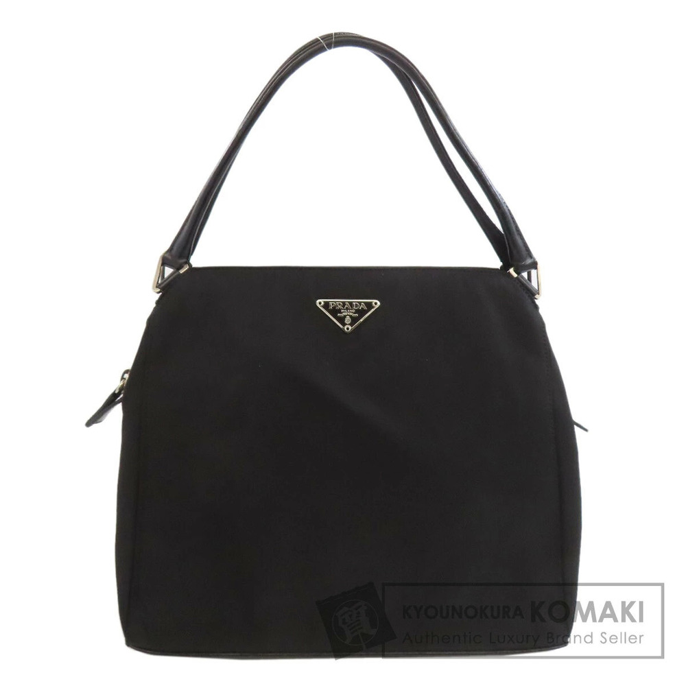 Prada Tessuto shoulder bag signature enameled triangle logo Black